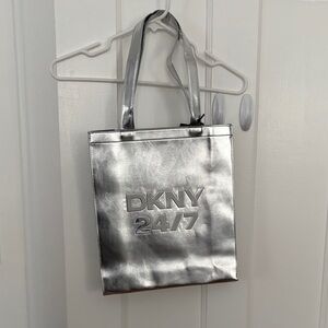 Brand New DKNY Metallic Silver Tote
